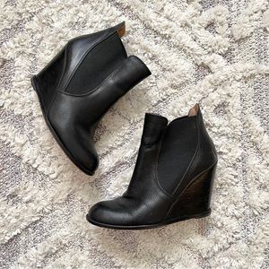 Corso Como Black Leather Wedge Boots 7.5